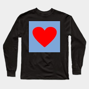 Corazón rojo sobre azul Long Sleeve T-Shirt